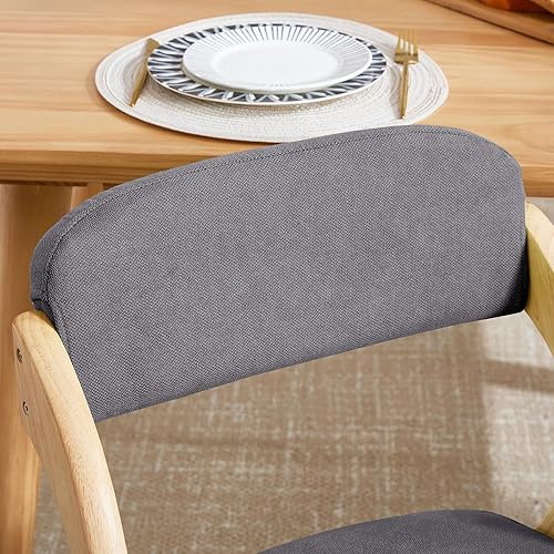 Miniatura 9 de Paquete de 4 sillas plegables con cojín, sillas de comedor plegables acolchadas de lino, sillas plegables portátiles de madera cruda para comedores,