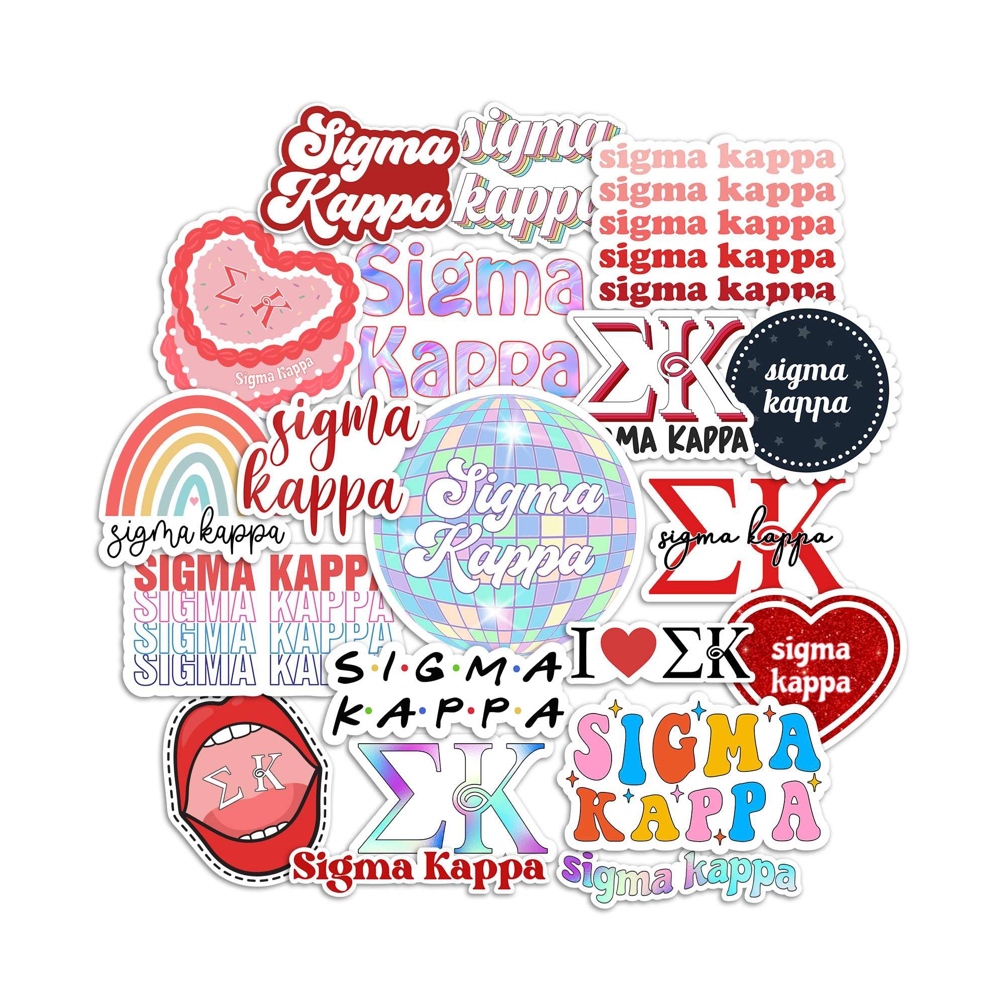 Autocollants Sigma Kappa étanches pour gourde et ordi - Lot de 20 stickers résistants