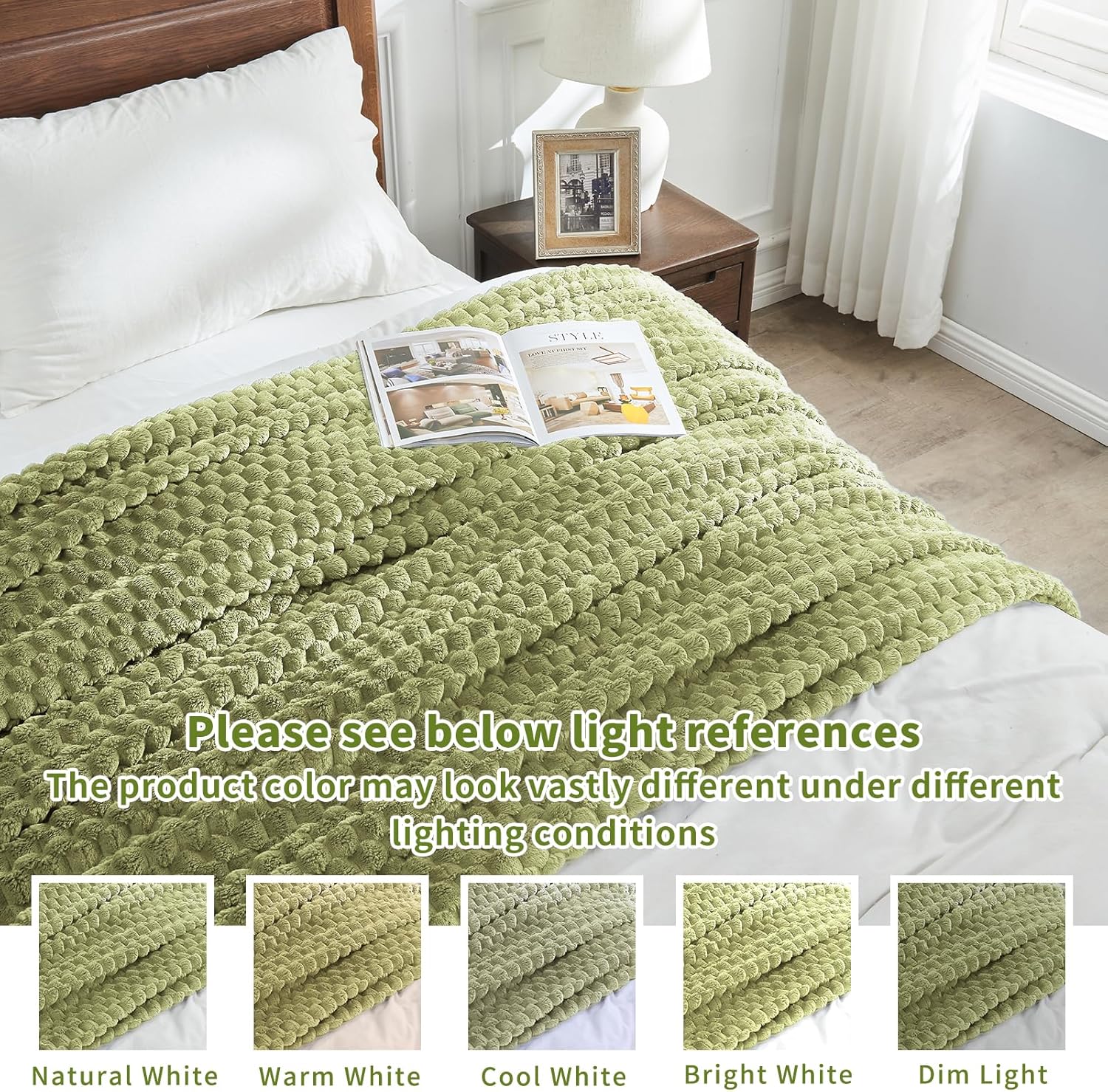 FY FIBER HOUSE Oversized King Blanket 120" x120" Seamless Extra Large Bed Blanket 10' x 10' Super Soft Plush Fuzzy Huge Blankets for Couch Office Sofa, Sage Green