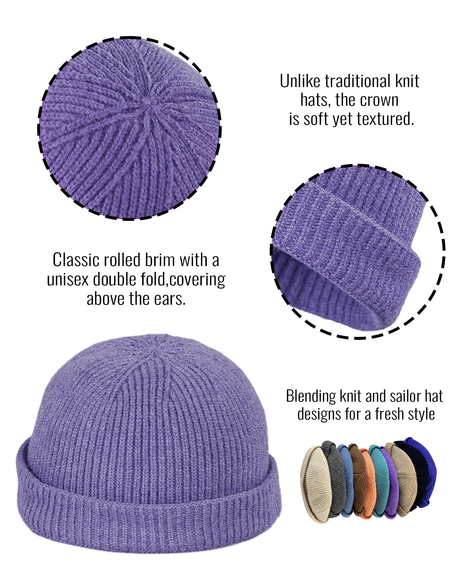 Croogo Berretto invernale lavorato a maglia senza tesa con polsino arrotolato cappello portuale marinaio pescatore Leon cappello padrone di casa cappello