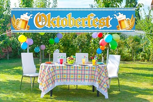 Miniatura 4 de Sunwer Cartel de valla de Oktoberfest para festivales de cerveza alemana, decoración de fiesta de octubre, patio, porche, decoración de cabina de