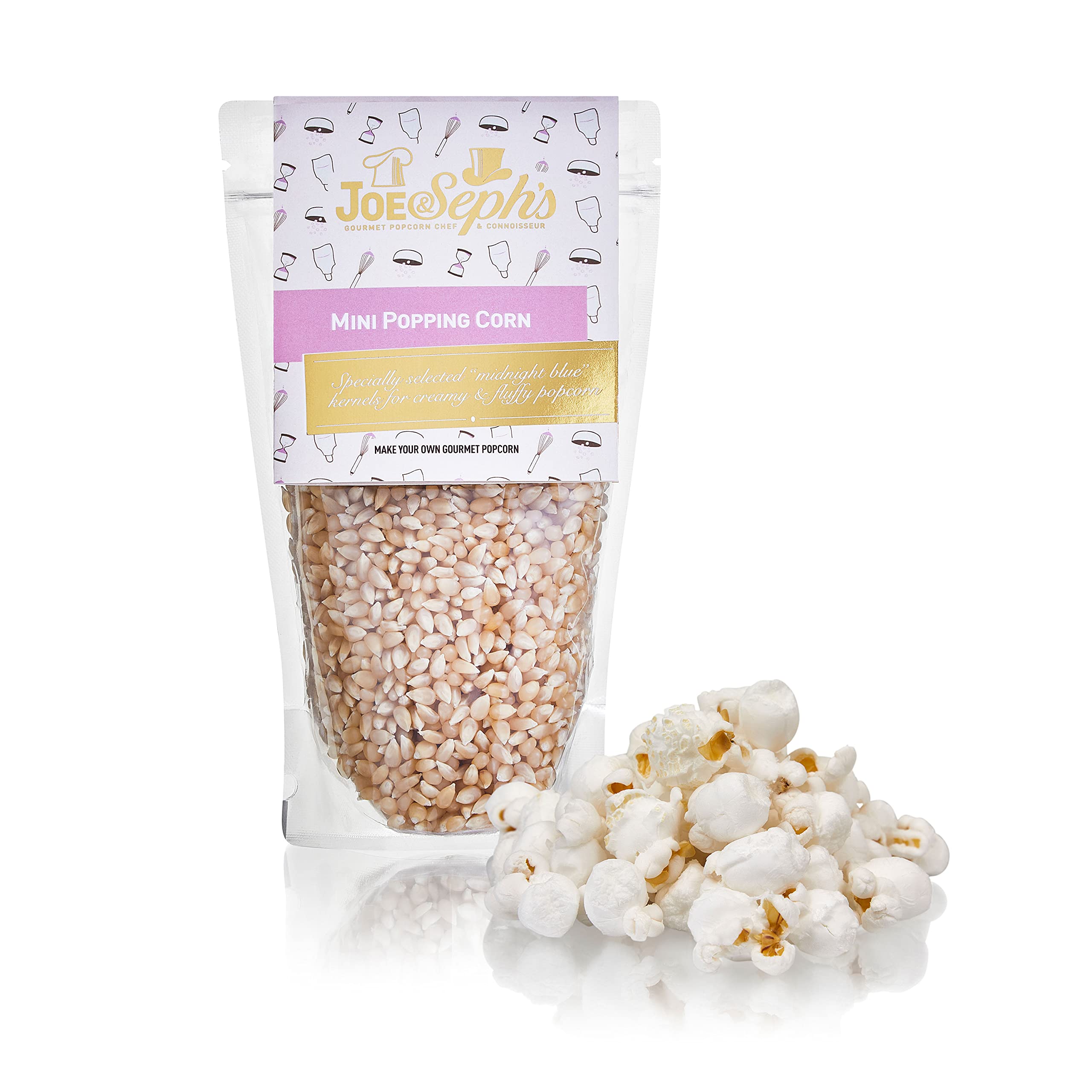 Joe & Sephs Mini Popping Corn Kernels (1x400g) | X-Large Bag, Micro Corn, Popping corn for a popcorn maker, movie night snack, unflavoured kernels, healthy snacks, DIY