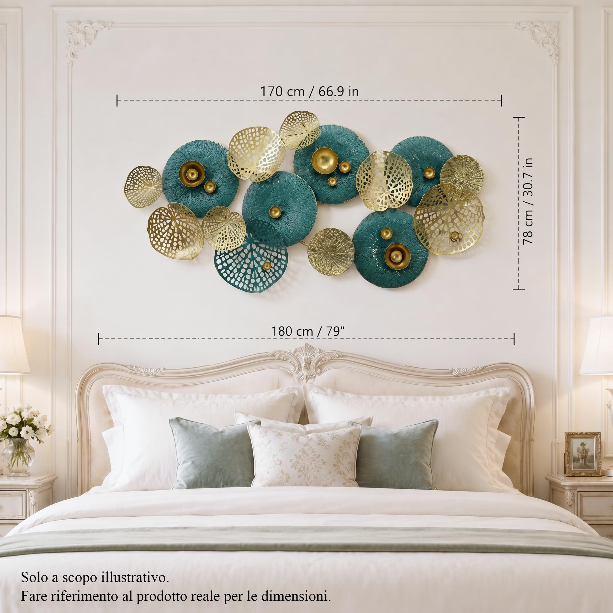 Generico Decorazioni Parete 3D in Metallo con Cerchi Sovrapposti, Decorazione da Parete Moderna, Decorazioni Casa per Soggiorno, Camera da Letto e Ingresso