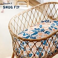 Vista 14 de Juego de 2 sábanas elásticas ultra suaves para moisés, ajuste universal para moisés, cesta de moisés, colchón rectangular ovalado, seguro y cómodo