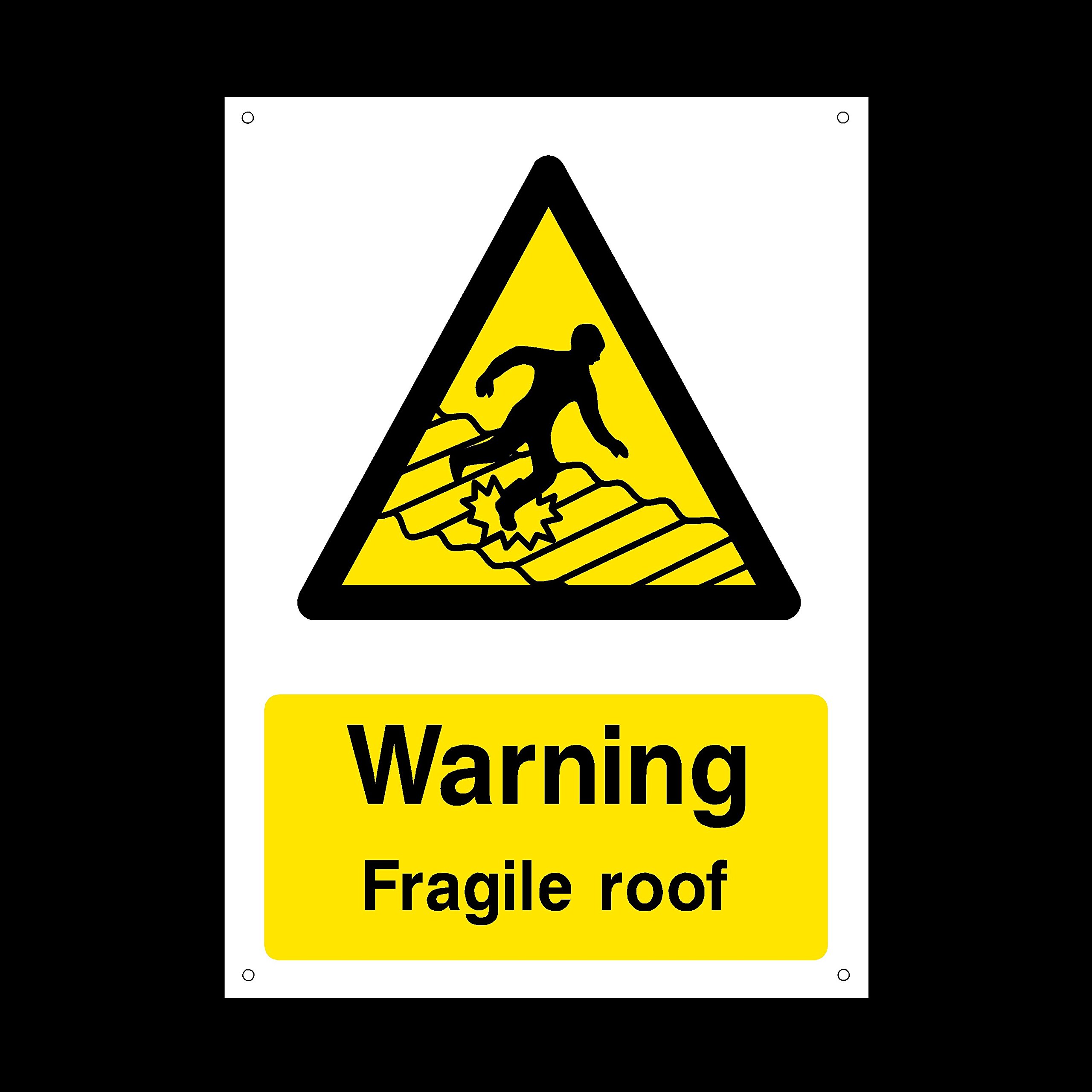 Ussp&S Warning Fragile Roof Plastic Sign With 4 Pre-Drilled Holes - Crawling Boards/Warning/Danger (Wg64)