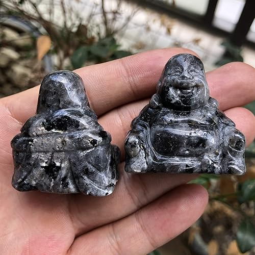 Vista 21 de Fekuar Estatua de Buda Feliz de Aventurina Roja, tallada a mano Maitreya Laughing Buda, escultura de bolsillo de cristal curativo de 1.5 pulgadas