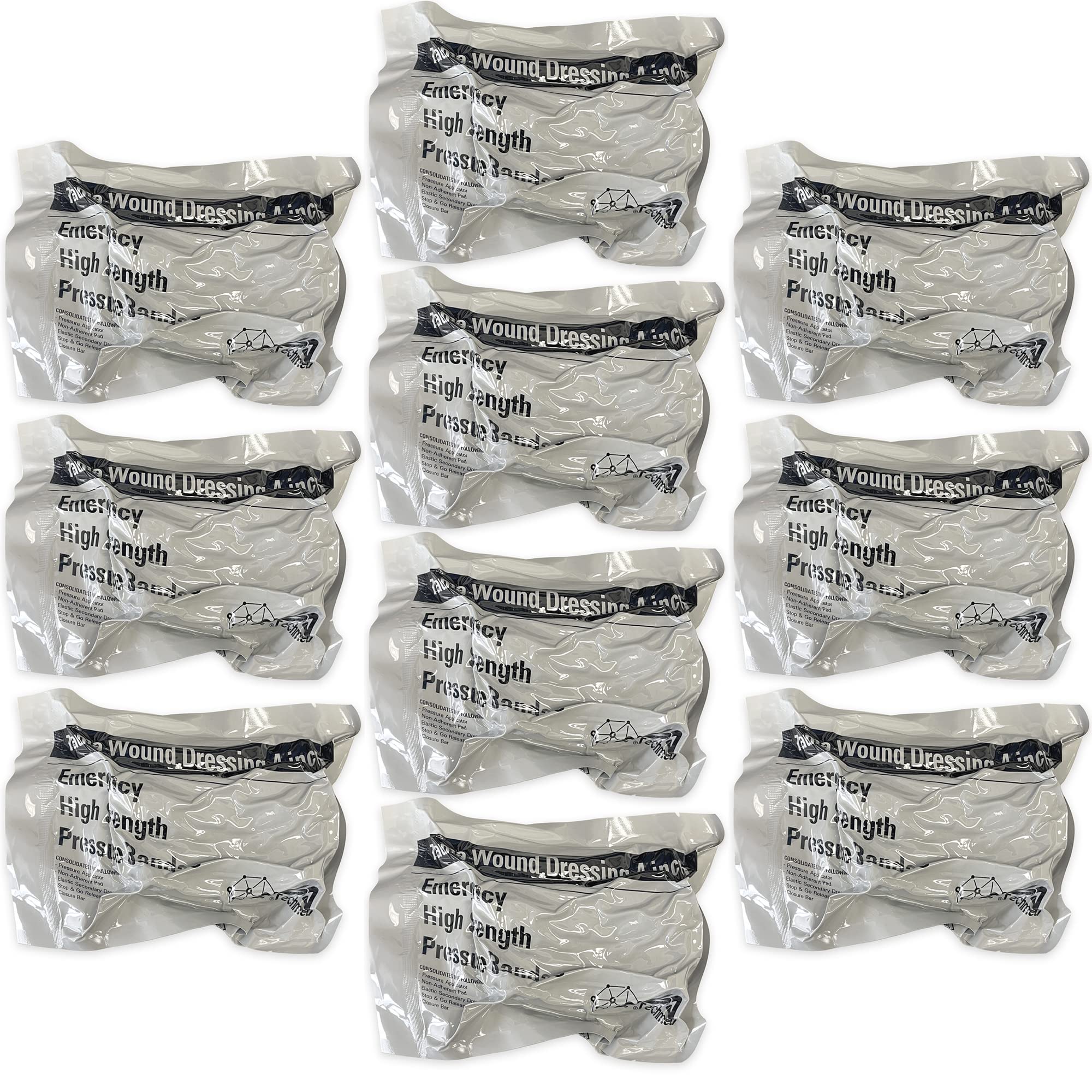 EMS XTRM Emergency Compression Bandages, Multi-Pack Sterile Israeli Bandages for First Response, 4" x 7' - Essential for Medics, Military, and Outdoor