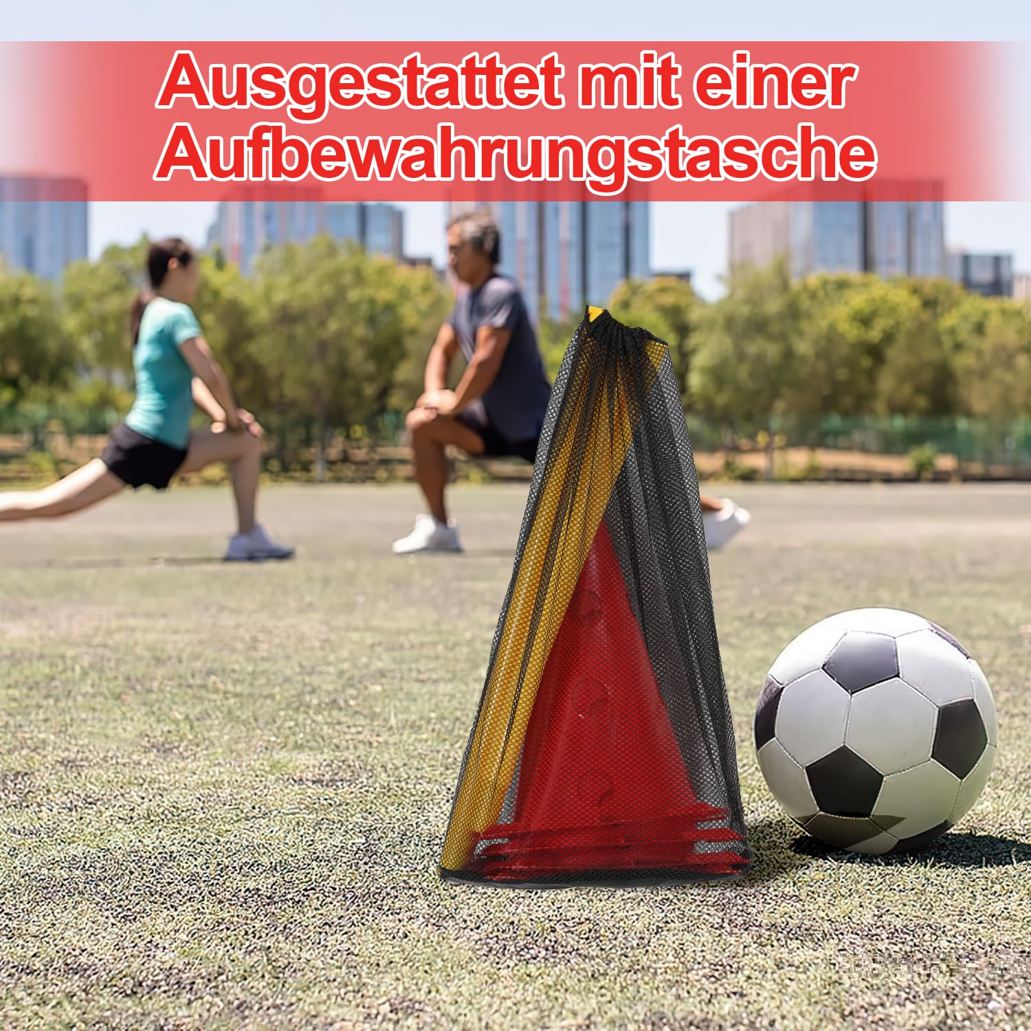 Steckhürdenset 12 Kegel mit 6 Stangen, Agility Hürden Steckhürden Set, Koordinationstraining für Kinder Hunde Teamsport Fussball, Multifunktionskegel, für Fußball, Hundesport
