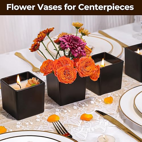 Miniatura 20 de CONNOO Paquete de 6 tarros de vela de vidrio esmerilado de 24 onzas, múltiples mechas de boca ancha, recipientes vacíos a granel para hacer velas