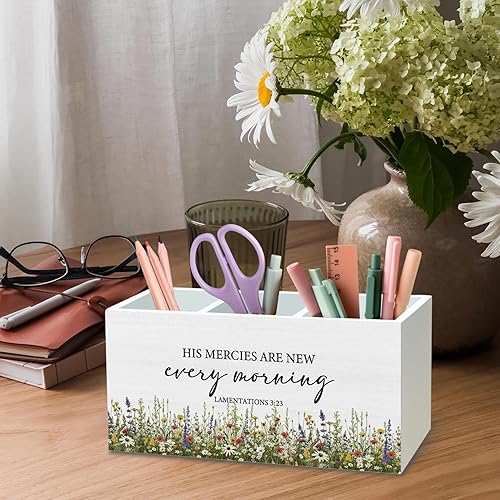 Miniatura 4 de DILSJ Organizador de lápices de flores silvestres cristianas para escritorio, regalos cristianos para mujeres, sus misericordias son nuevas cada