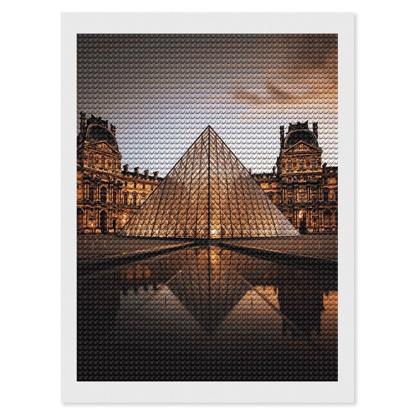 VstaDank Louvre Museum in Paris Diamond Painting Kits Exquisite DIY Full Round Drill Diamond Dots Painting for Adults Beginner Diamond Photo Paint with Diamond Picture Art Wall Decor 12"x16"