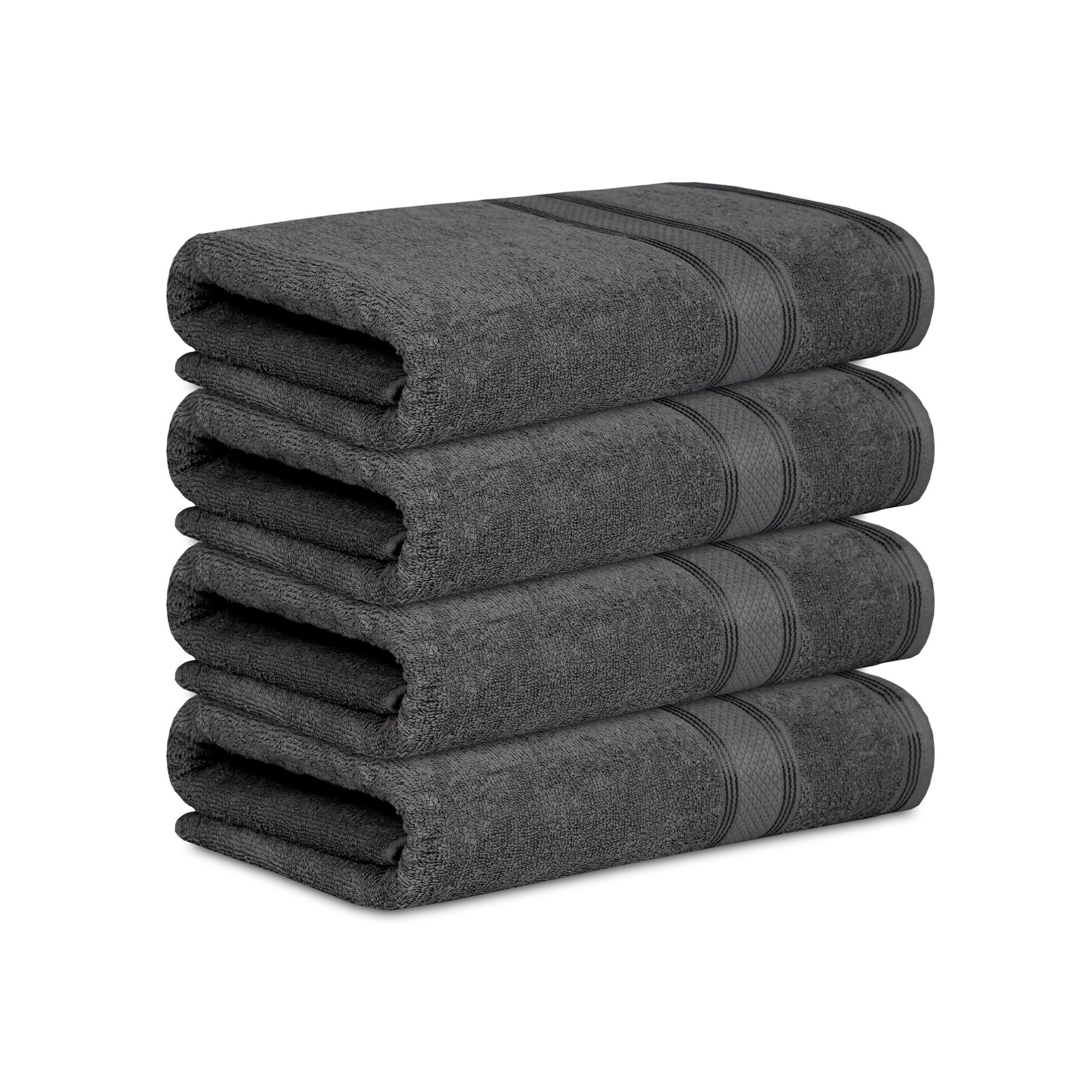 CASALINO - Juego de toallas de felpa, 100 % algodón, altamente absorbentes, súper suaves, suaves y afelpadas, 500 GSM (juego de 4 toallas de baño, carbón)