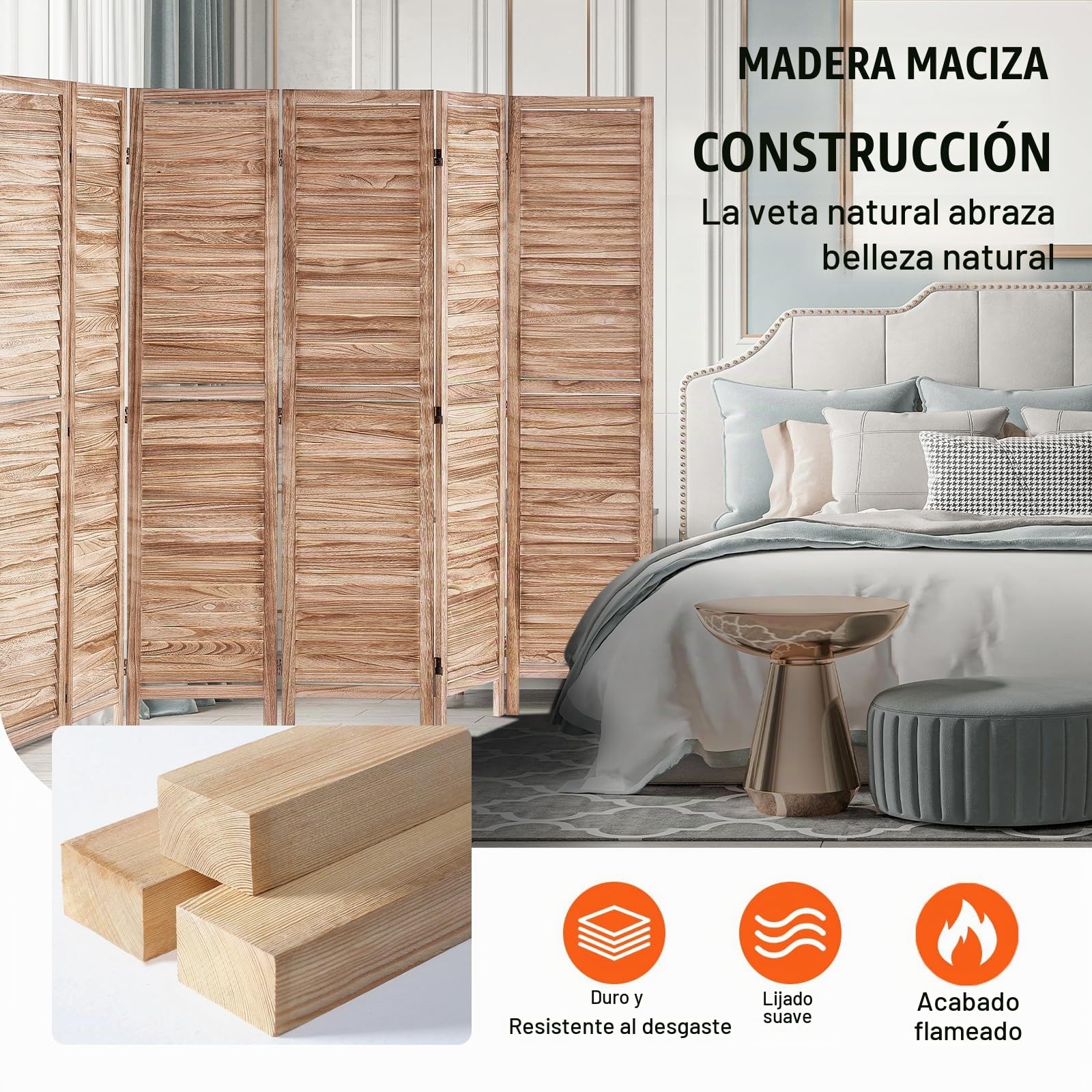 VEVOR Divisor de habitación plegable de madera, 8 paneles, 66.9 pulgadas de alto, pantalla de decoración portátil para separación de espacios
