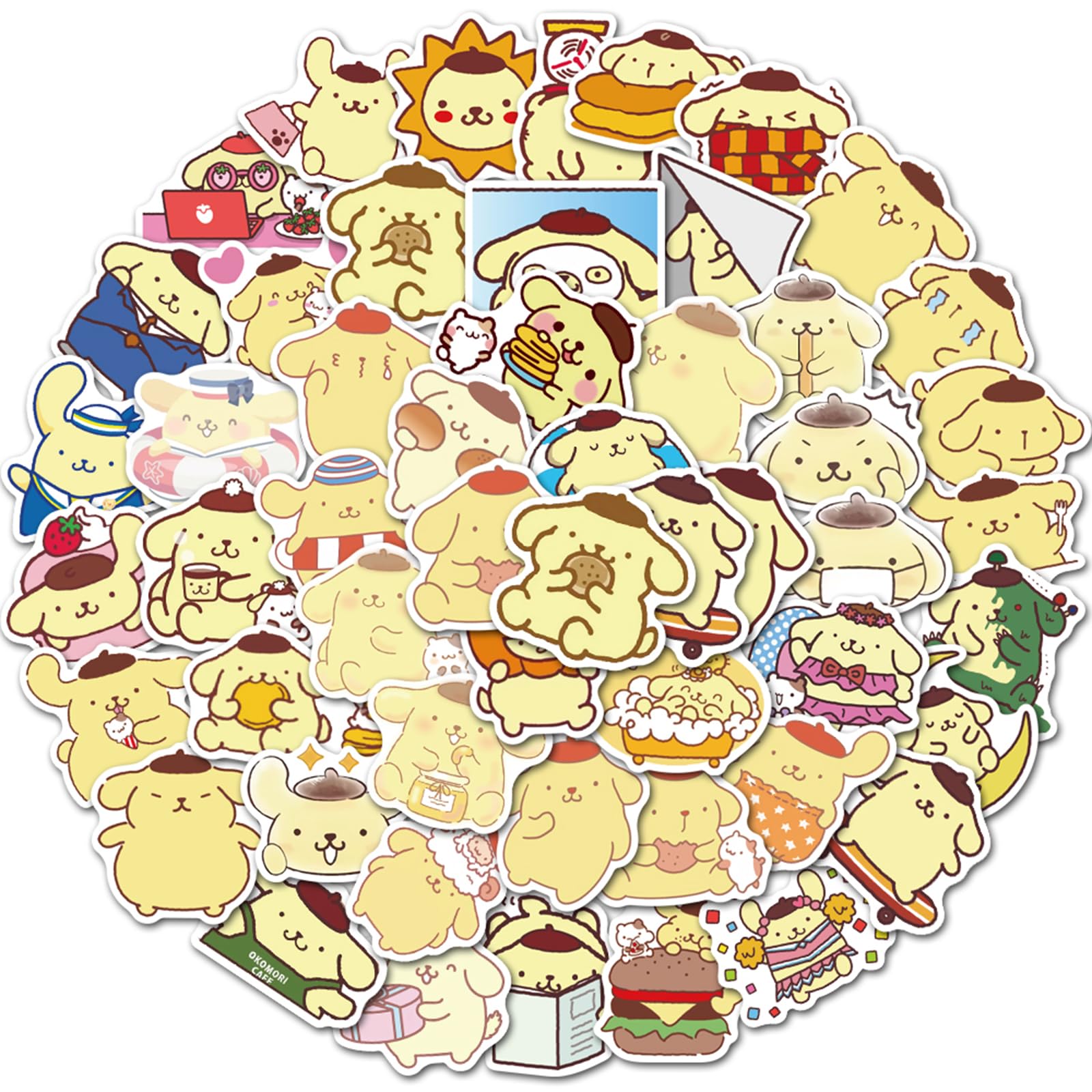 50Pcs Pompompurin Stickers Cute Sanrio Golden Retriever Waterproof Stickers