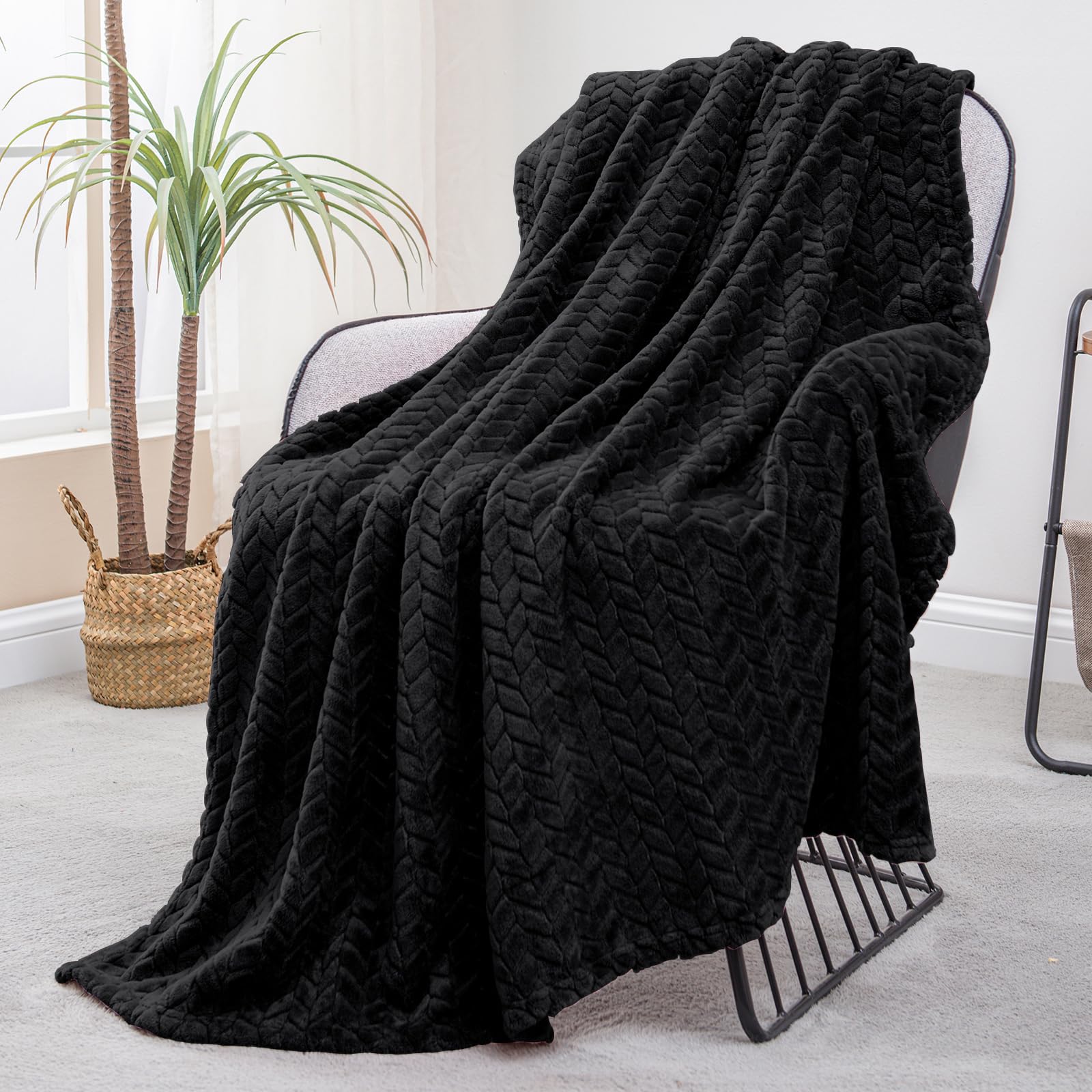 Exclusivo Mezcla Color Negro Manta Polar - Manta Sofá, Manta Franela para Cama, Doble Cara Suave, Todas Estaciones y Lavable a Máquina, 130x170 CM OEKO-TEX STANDARD 100