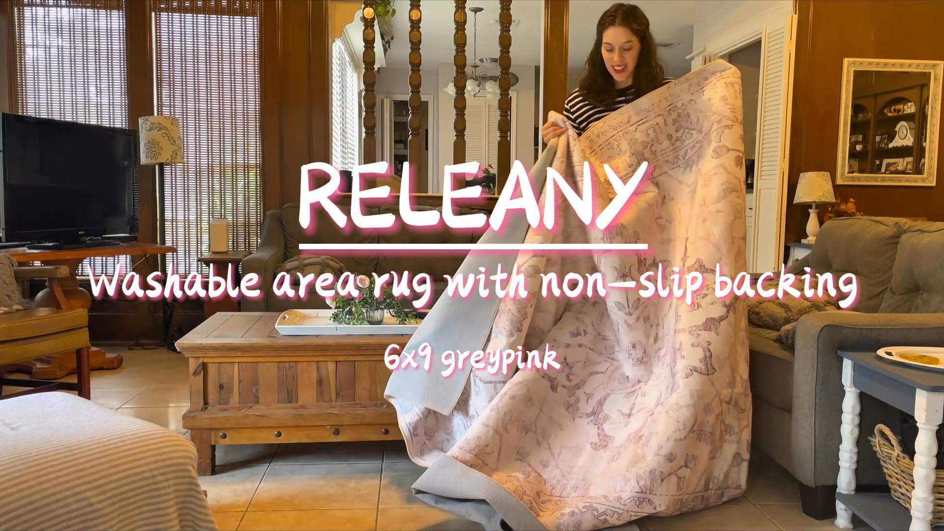 Watch Releany Washable Area Rugs 6x9 Greypink on Amazon Live