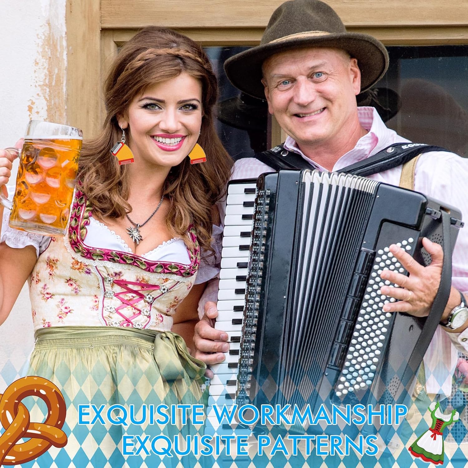 Nosiny 20 Pairs Oktoberfest Earrings Beer Festival Earrings for Women Acrylic Colorful Wine Mug Drop Sausage Eardrop for Oktoberfest Party Gifts - Image 5