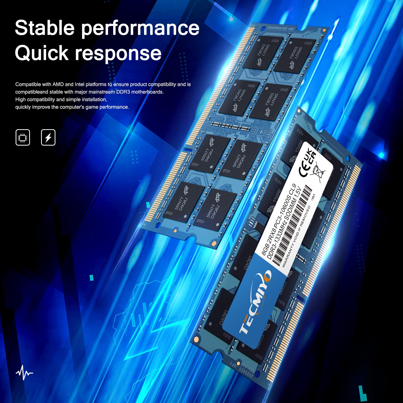 【動作品】TECMIYO　16GB (8GB×2枚) DDR3-1333 TECMIYO 16Go Kit (2x8Go) DDR3 1333MHz PC3-10600S Unbuffered Non