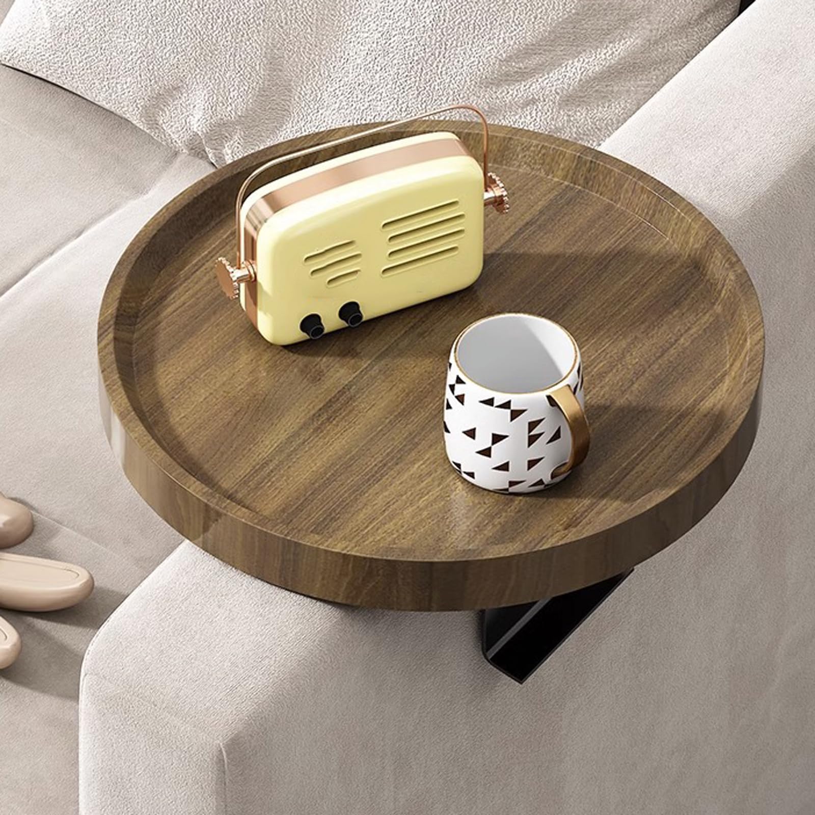 Bandeja ajustable para reposabrazos de sofá, antideslizante, de madera, para gamepads, teléfonos y revistas, impermeable, ahorro de espacio, accesorio perfecto para el hogar