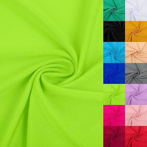 Nylon Spandex Fabric 80% Nylon, 20% Spandex Swimsuit Material Activewear Fabric 4-Way Stretch Lightweight Quick-Drying 59 inches Wide(Fluorescent Green, 1 Yard)