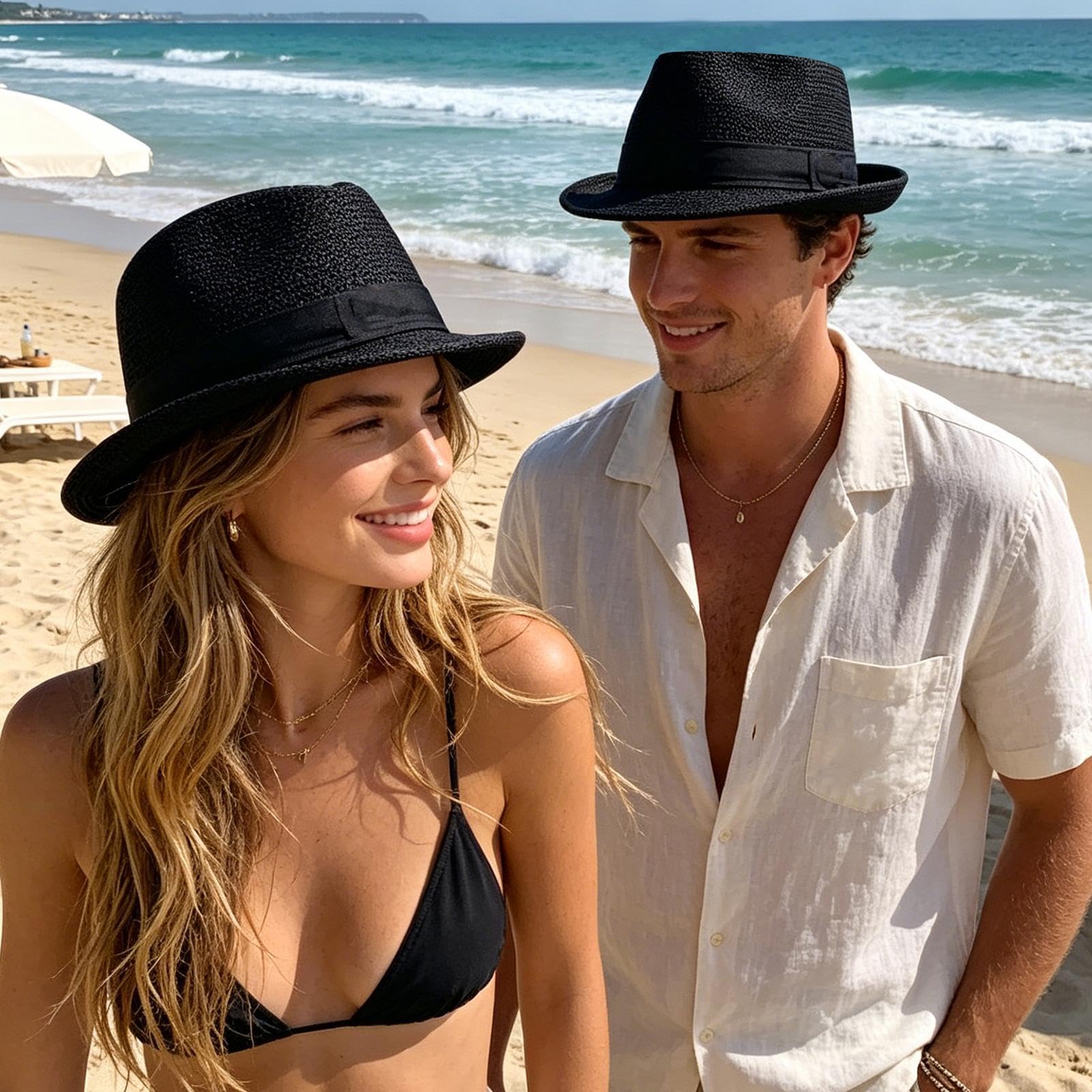 Sombrero Porkpie De Verano - Gorra Jazz Transpirable Y con Estilo,Sombreros De Paja Pork Pie para Hombre | para Verano Playa Actividades Al Aire Libre Cosplay Unisex Vacaciones
