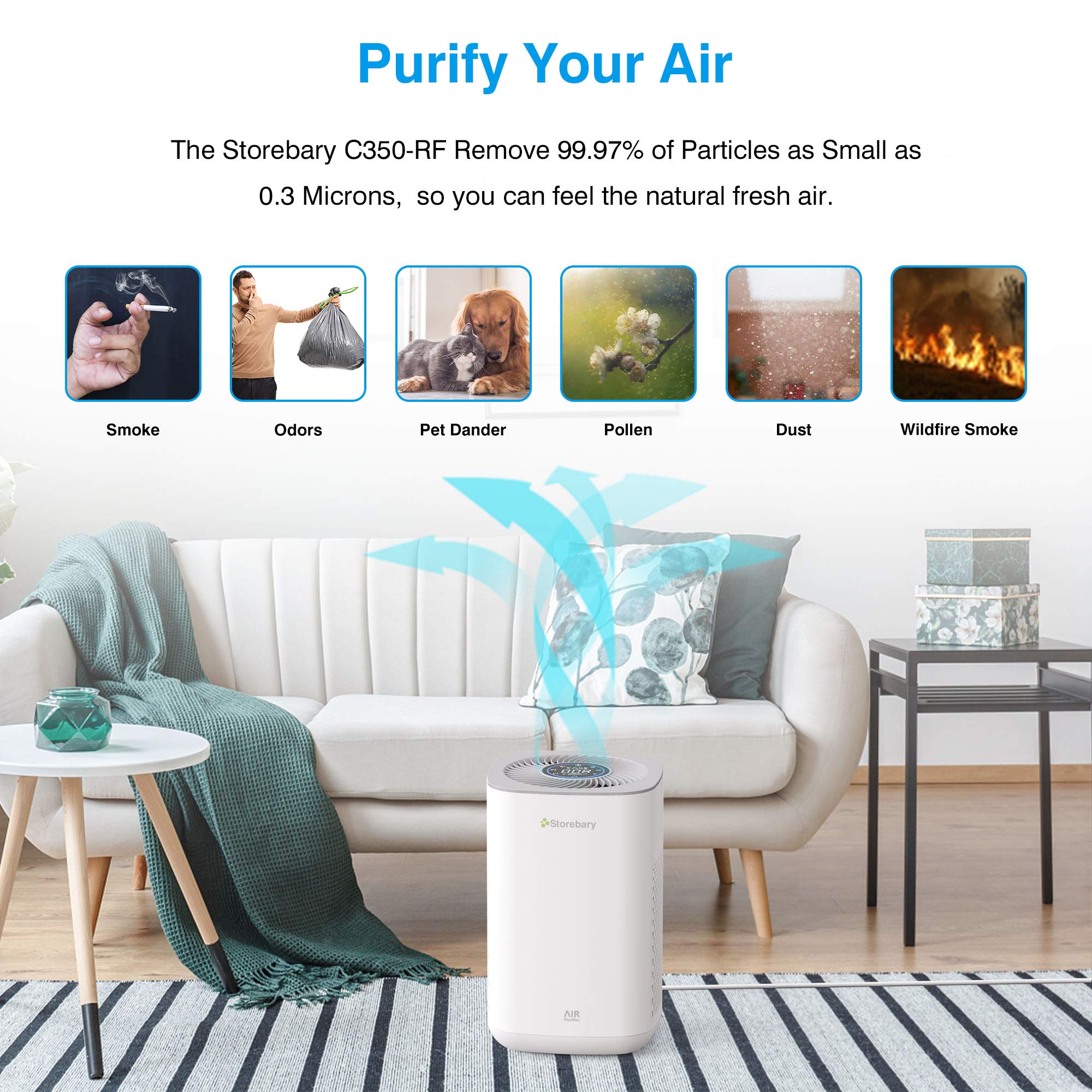 Reemplazo del purificador de aire, C350-RF True HEPA filtro de carbón activado de alta eficiencia se adapta a C350 (paquete de 2)
