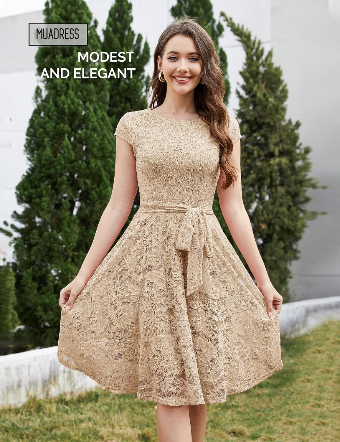 MUADRESS Women's Lace Cocktail Wedding Party Dress - Image 3