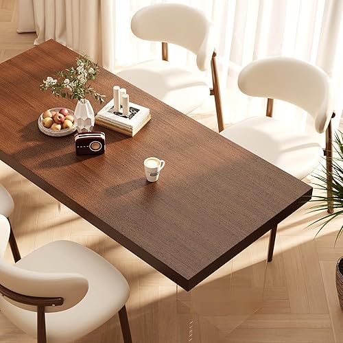 Miniatura 8 de Juego de 4 sillas de comedor de cocina tapizadas modernas con patas de metal, nogalbeige