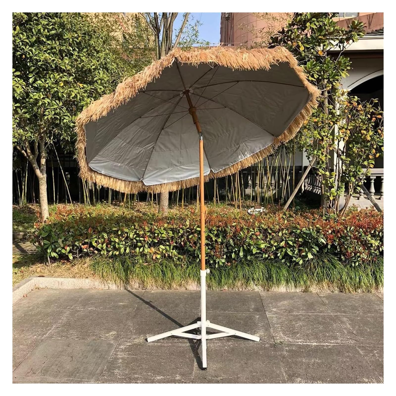 Parasol Tarasowy Ogród Patio Parasol Okrągły Ze Słomy Z Rafii Plaża Balkon Bez Podstawy Zewnątrz