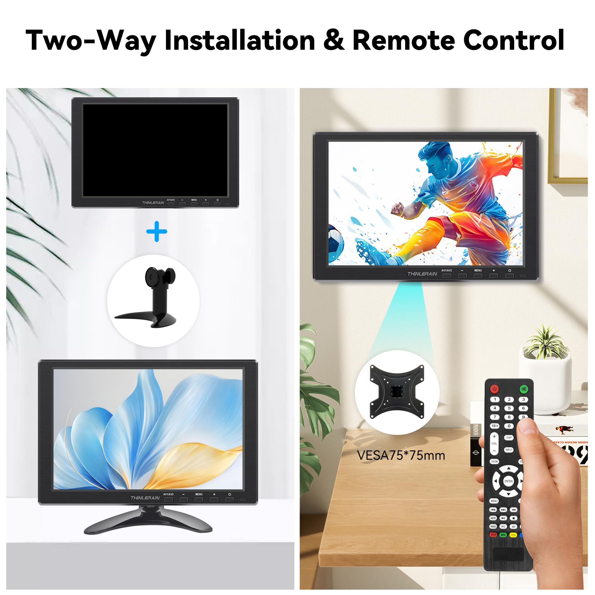 10,1 Pouces Écran Moniteur Portable 1280 x 800 LED 16:10 IPS Ecran de HDMI/VGA/BNC/AV/VESA/Support Compatible avec PC Raspberry Pi Windows 7/8/10