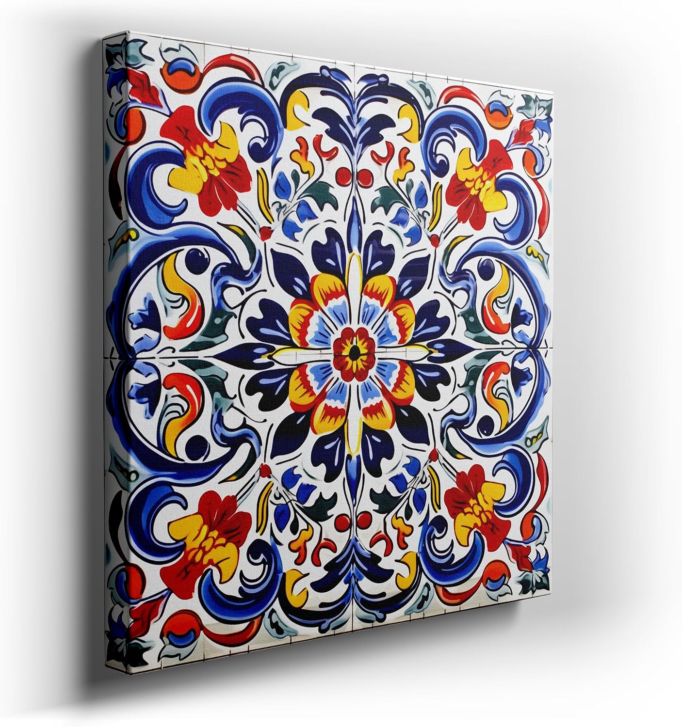 Canvas for Living room. Blooming Patterns in Ceramic A Masterpiece of Symmetry and Color, 27 x 18 inch Canvas Wall Art - Contemporary Masterpieces - Modern Home Decor - 69x46 cm (27x18 inch)
