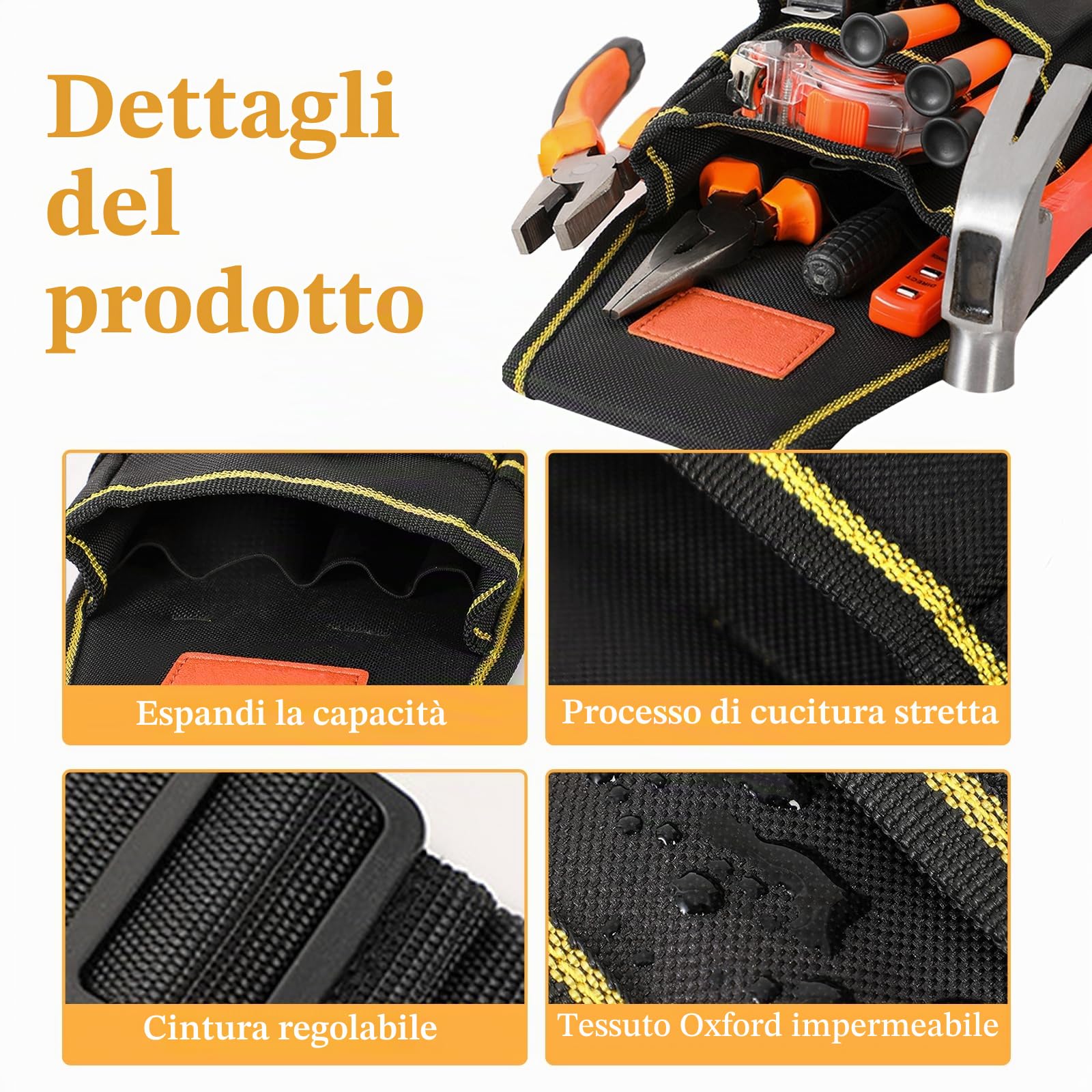 Borsa da Cintura per Attrezzi Marsupio Porta Attrezzi in Tela Oxford Cinture Porta Attrezzi Multi Tasche con Cinture Regolabile per Elettricista Carpentiere Tecnico Manutenzione