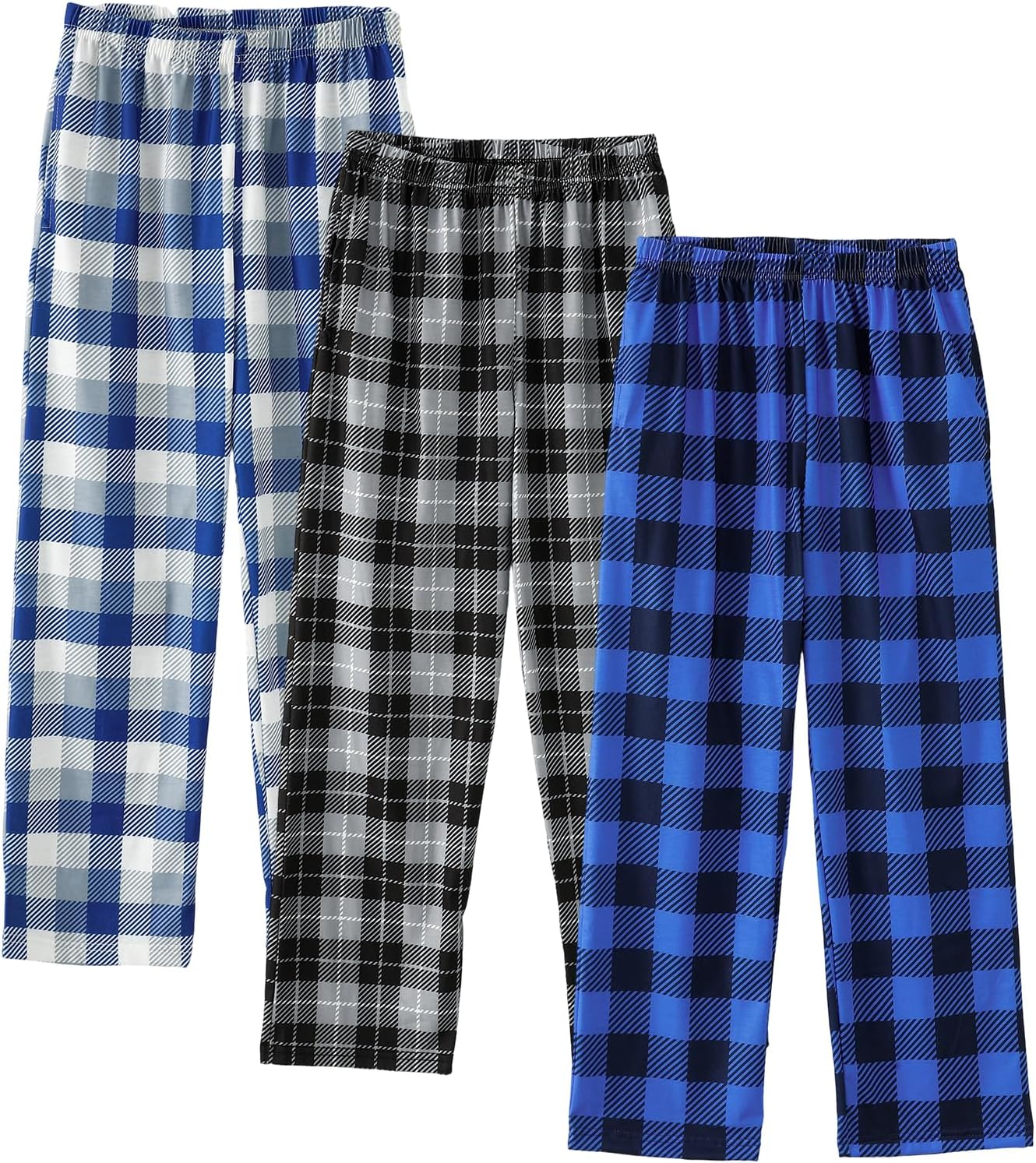 Boys Pajama Pants 3 Pack Sleep Pants for Teen Boys Plaid Lounge Pj Bottom