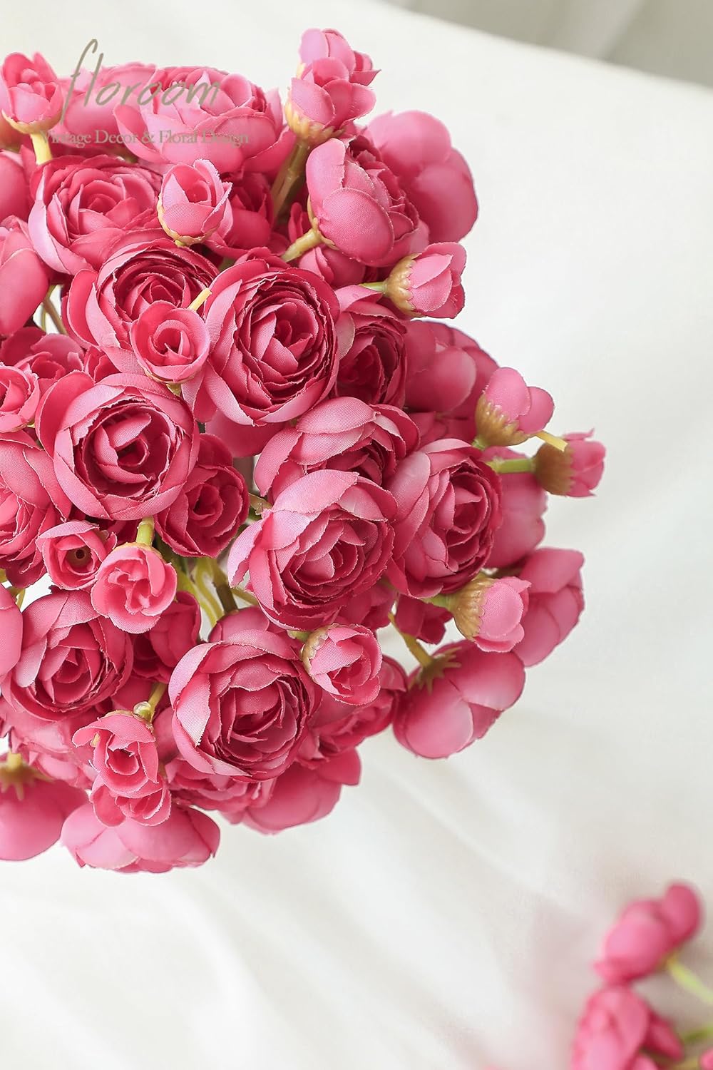 Floroom Ranunculus Artificial Flowers 18 Pcs Fuchsia Faux Silk Mini Ranunculus Bulk Fake Wedding Filler Flowers for DIY Hot Pink Bouquets, Centerpieces, Bridal Shower Decorations & Arrangements - Image 5