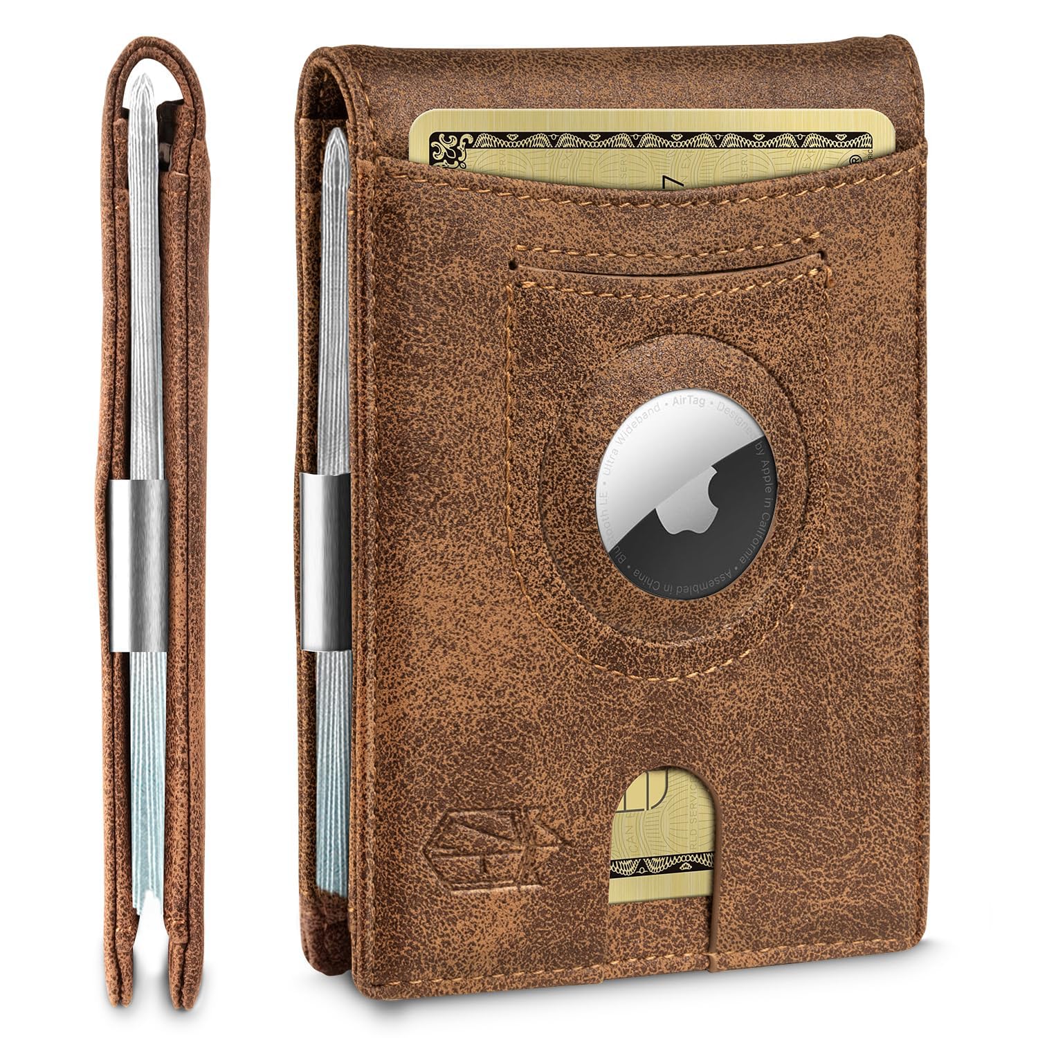 Zitahli Men's Wallets Airtag Holder Slim Rfid Leather with Gift Box