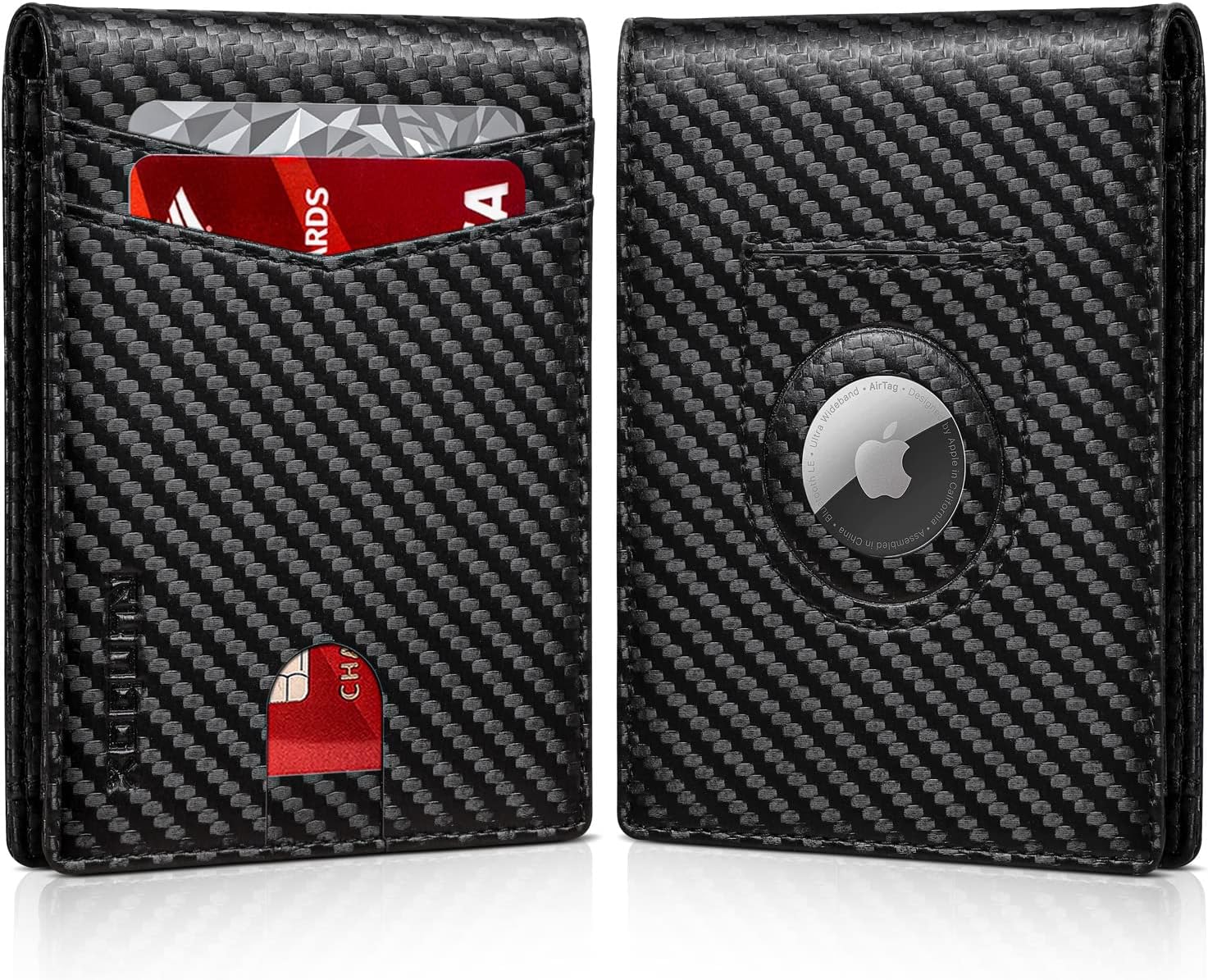 Product image of RUNBOX AirTag-Wallet-Mens-Slim-RFID Blocking Wallets Leather with Bill Compartment Air Tag Bifold Card Holder Wallet Gifts for Men Dad