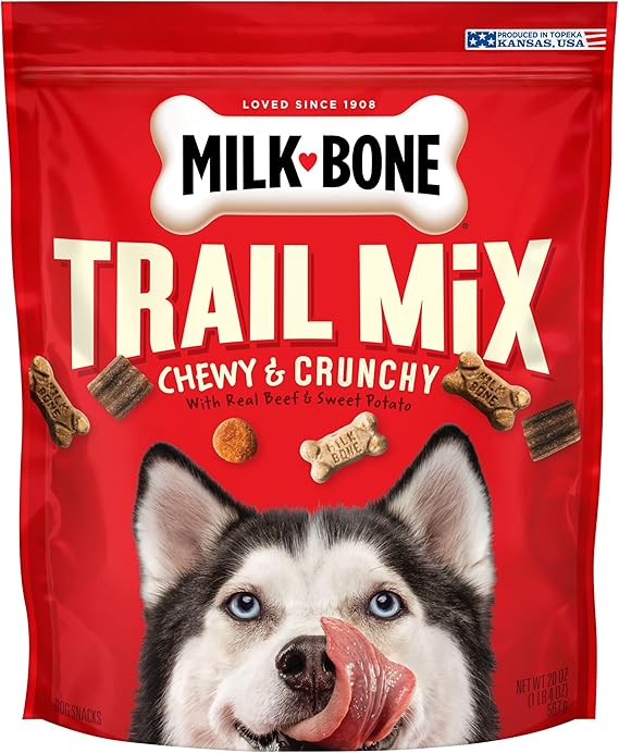 MilkBone Trail Mix Chewy & Crunchy Dog Treats, Real Beef