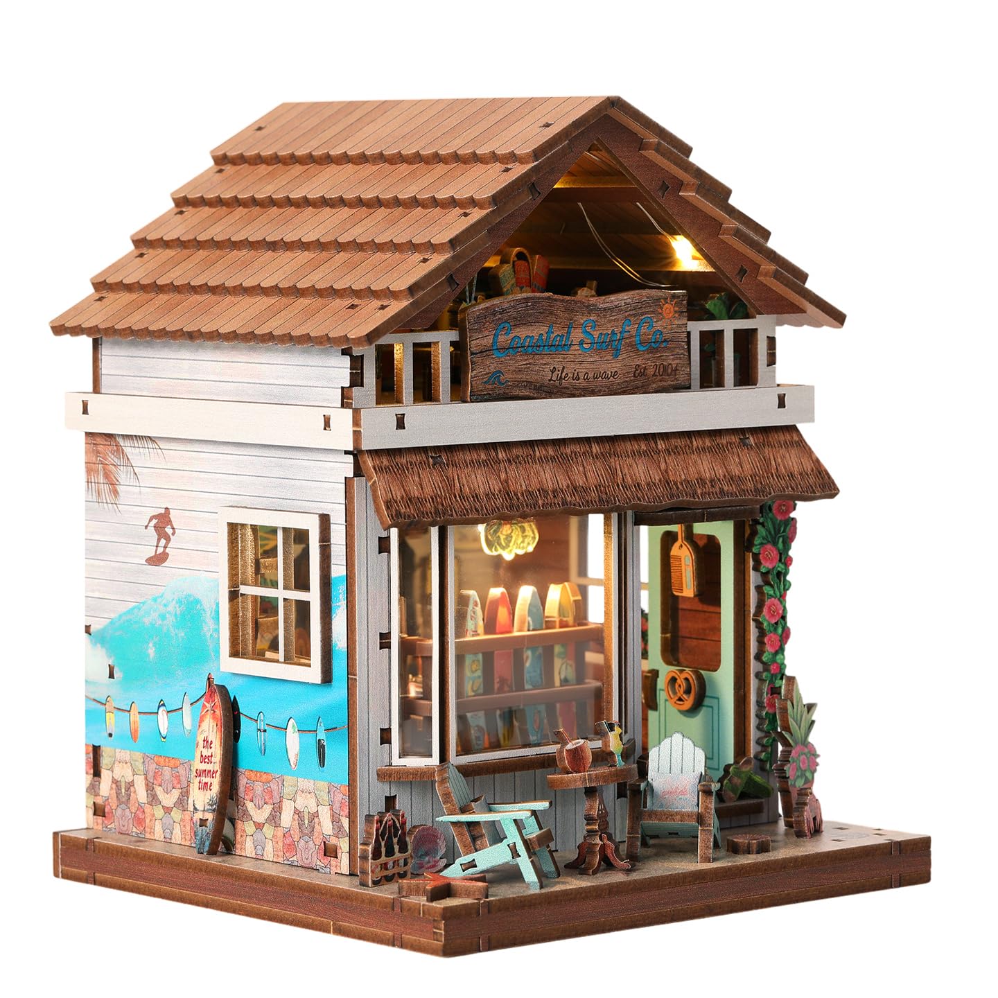 ETKVR Mini House Miniature Dollhouse Kit, 3D Wooden Puzzle Book Nook Kit