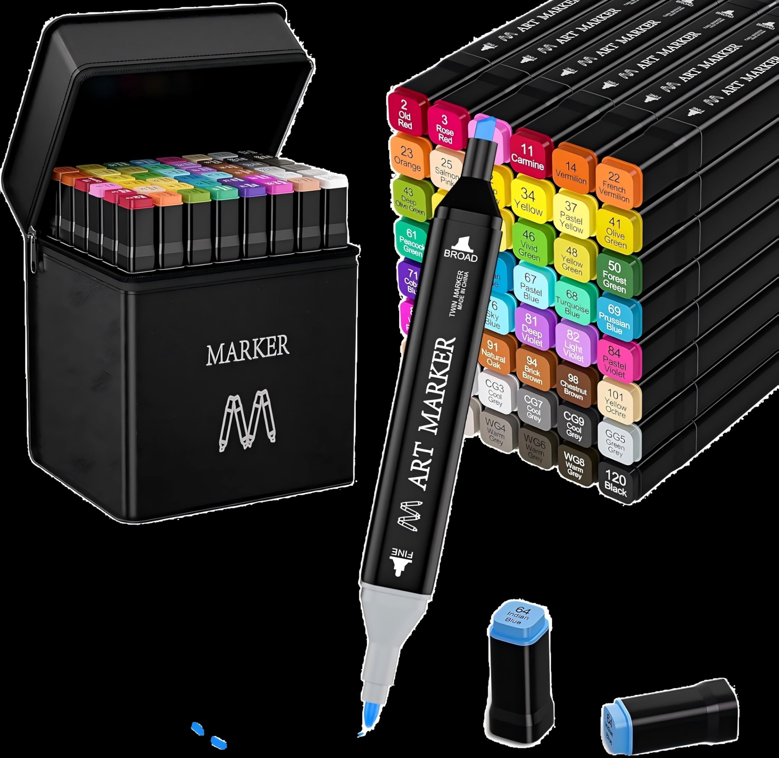 IdreseAlcohol Markers, 30 Colors Dual Tip Art Markers Set for Kids Adult Coloring, Sketching Drawing Permanent Coloring Markers, Alcohol Based Markers Artist Pens With Carry Case (30)