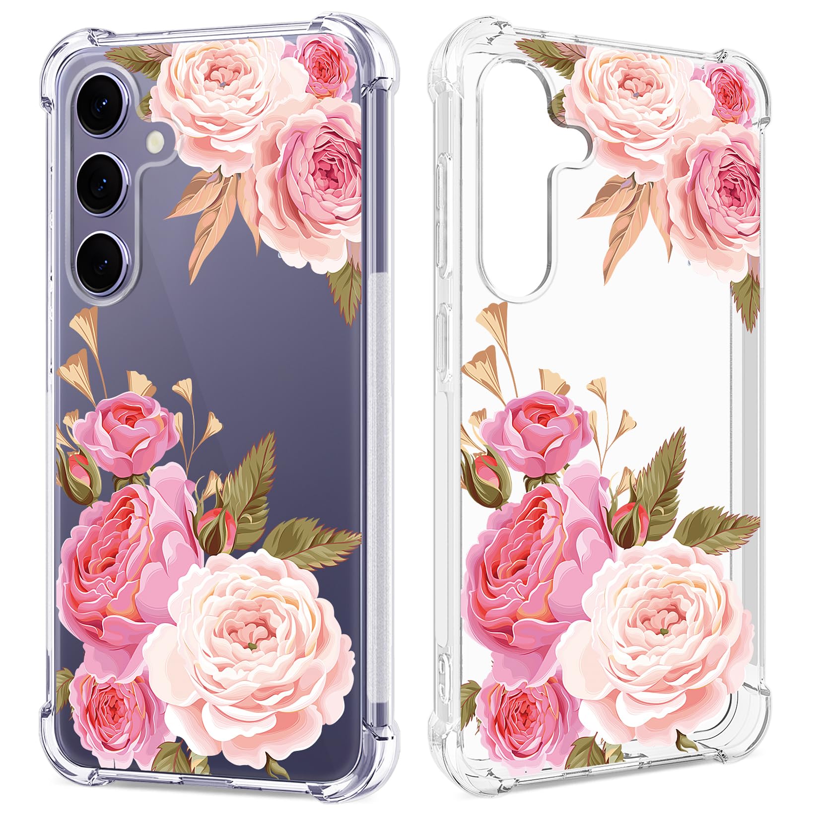 GREATRULYFloral Clear Case for Galaxy S24 Plus for Women/Girls,Pretty Phone Cover for Samsung S24+ (S24Plus),Flower Design Slim Soft Transparent Drop Proof TPU Protective Silicone Bumper Shell,FL-K