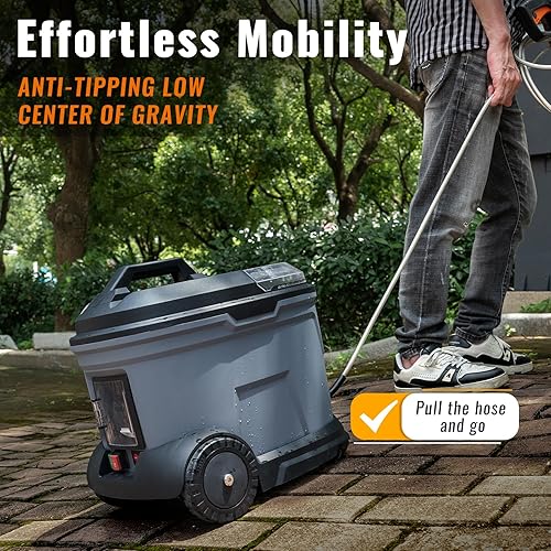 Miniatura 5 de Freelander cPX4000 Lavadora a Presión Inalámbrica Portátil con Tanque de 4.5 Galones y 4 Ruedas, Lavadora a Presión Alimentada por Batería de 4.0Ah,