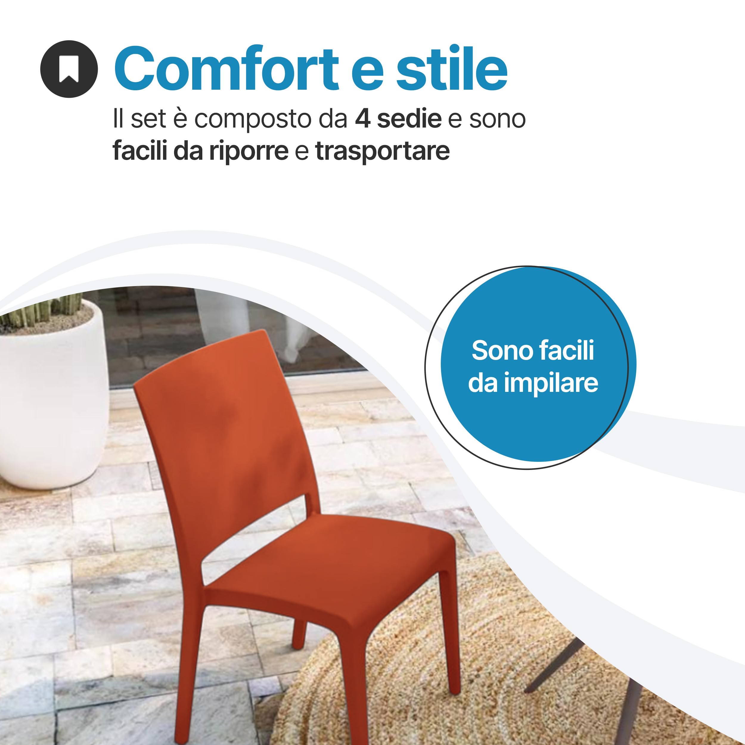 Set 4 Sedie Per Bambini Tomaino - Impilabili, Colorate, Per Interno Ed Esterno, Polipropilene Resistente