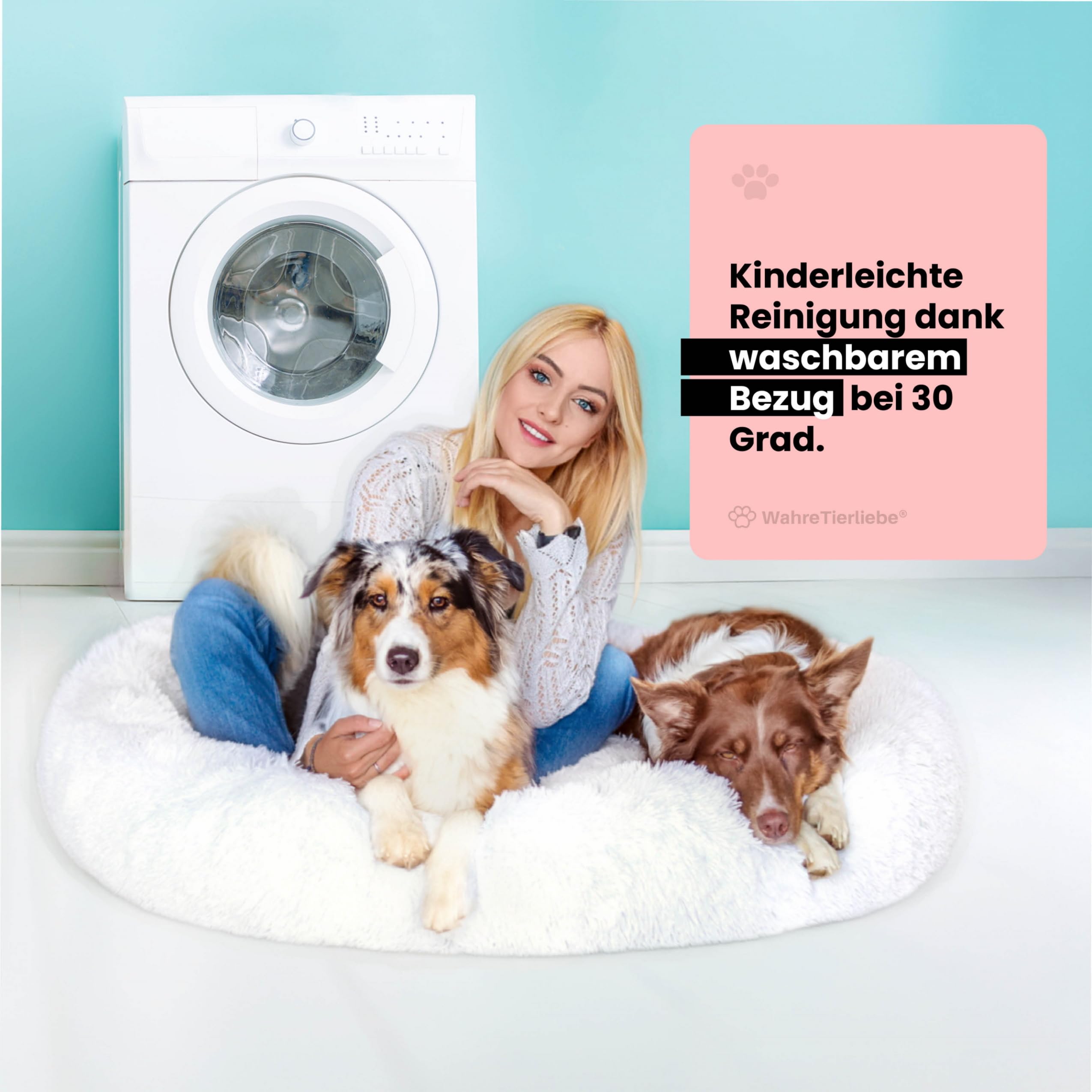 Wahre Tierliebe Cama para perros Cloud 7 – El original – lavable [XXS, 50 cm, gris] Cojín para perros, cesta para perros, cama mullida para perros grandes, medianos y pequeños