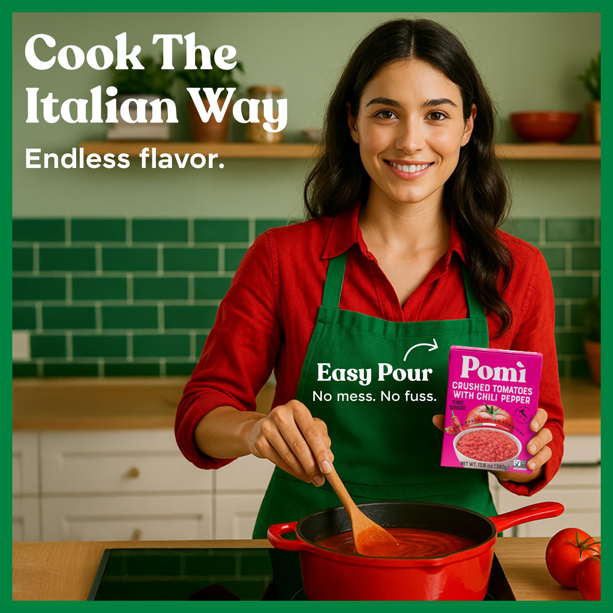 Pomì Crushed Tomatoes with Chilli Pepper 13.8oz (Pack of 12) - Velvety Italian Tomato No Salt Added, No Additives or Preservatives Tomato Crushed BPA free - Made from 100% Fresh Italian Tomatoes