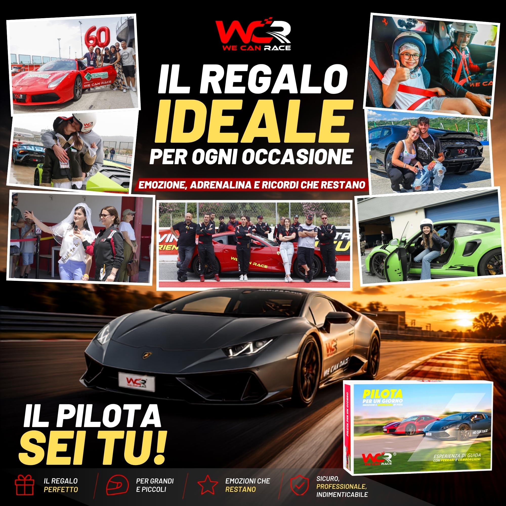 Cofanetto Vettel - Cofanetto Regalo Uomo o Donna - Esperienza di Guida in Supercar Fino a 6 Giri - Idee Regalo per Lui e lei Compleanno Laurea Amici Gift Box Massima Adrenalina Motori