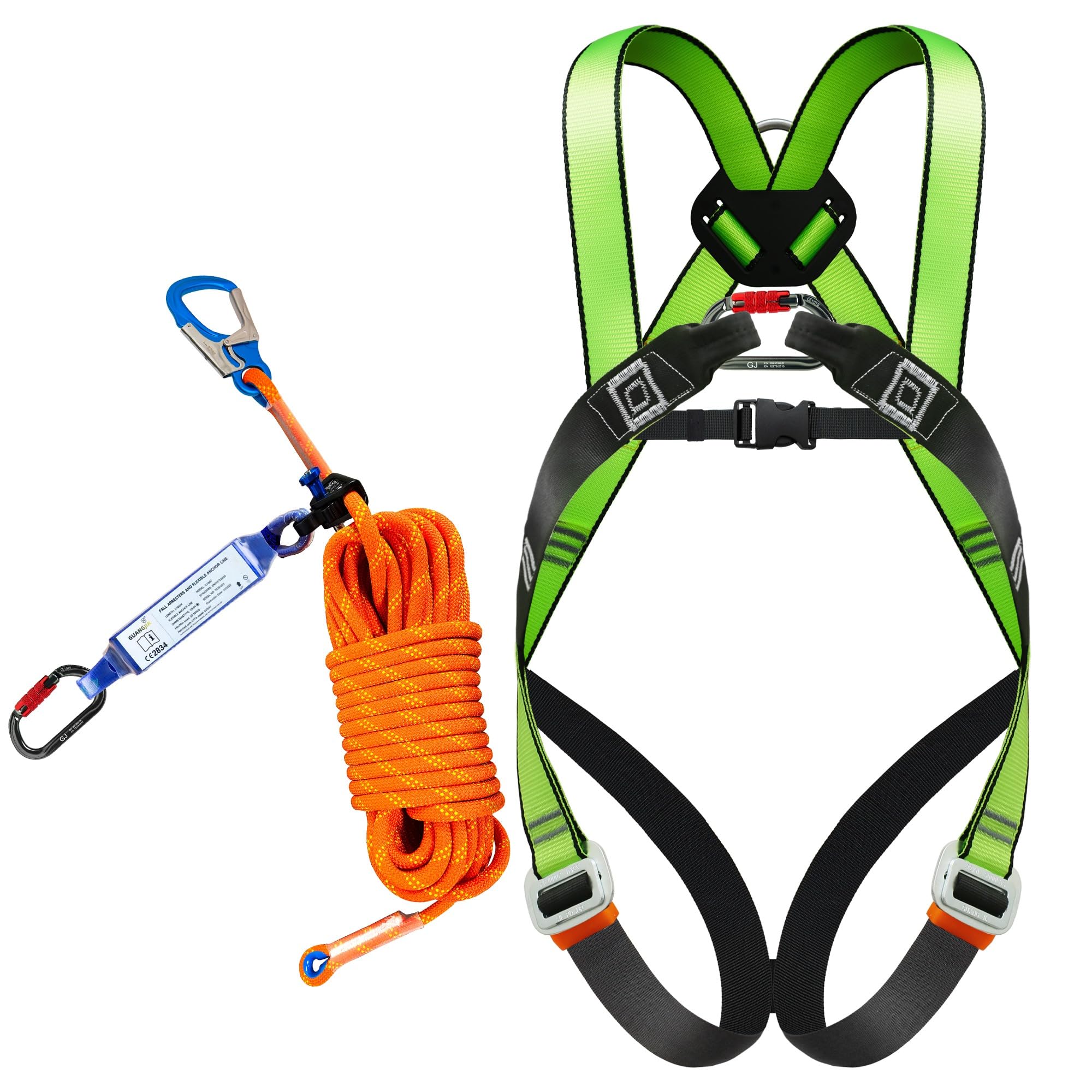 DIJJIG Kit de arnés de seguridad anticaídas, ajustable, utilizado para operaciones de gran altitud, extinción de incendios y rescate, poda de árboles, certificación CE