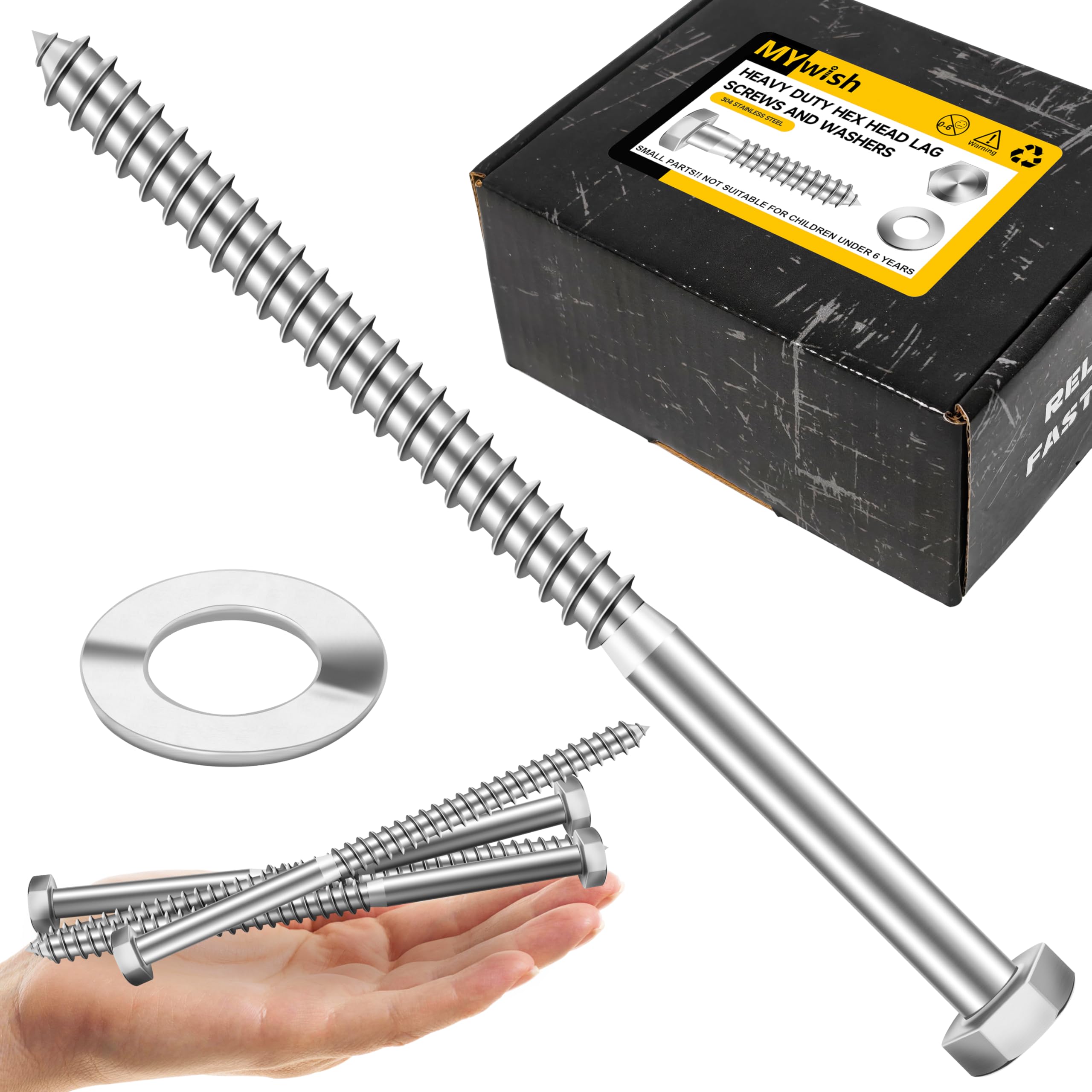 3/8" Stainless Steel Lag Bolts - 50 Sets -12