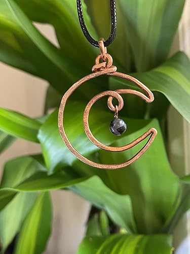 Miniatura 6 de Indigo Gabbro Hammered Metal Moon- in Antique Brass- Bronze- Copper-Silver-Gunmetal,-Enamel Black-Gold-Rose Gold Crescent Moon Gemstone Bead (6MM)