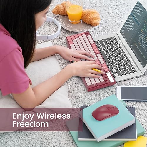 Miniatura 5 de Lovaky - Combo de teclado y mouse inalámbricos, mouse ergonómico de tamaño completo 2.4G, teclado USB inalámbrico ajustable de 3 DPI y ratón, clic