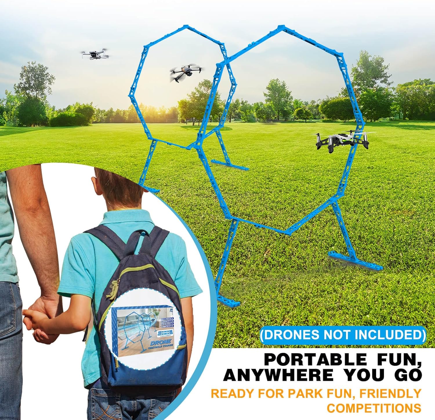 Drone Obstacle Course, Includes 2 Pack Easy to Build Obstacle Hoop, FPV Racing Drone Loop Gate, Suitable Competition RC FPV Racing of Drones or Model Aircraft Games for Age 6-12 Kids or Adults